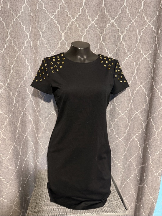 Michael Kors Dresses & Skirts - Michael Kors Black Mini Dress with Gold Eyelet Shoulders